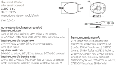 EB-FB103SW ฝารองนั่งเอนกประสงค์ แบบไม่ใช้ไฟฟ้า รุ่น SLIM