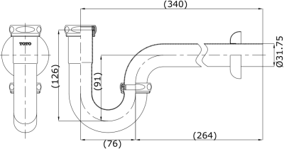 TS303AX(HM) ท่อน้ำทิ้งสำหรับอ่างล้างหน้า ความยาว (340 มม.)
