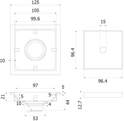 FUVHU-F002AS ตะแกรงกันกลิ่น 5" แบบตกแต่งด้วยกระเบื้องได้