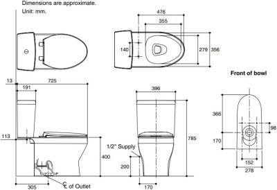 K-99193X-S-WK สุขภัณฑ์ แบบสองชิ้น 3/4.5 ลิตร รุ่น PINE