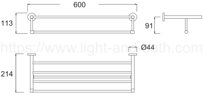 K-2801-53-N ที่วางผ้า 60 ซม. ชุบโครเมี่ยม รุ่น CONCEPT ROUND