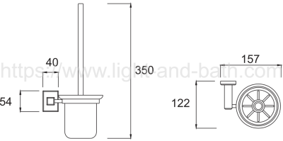 K-2501-49-N แปรงขัดห้องน้ำ พร้อมที่ใส่ ชุบโครเมี่ยม รุ่น CONCEPT SQUARE