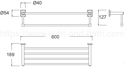 K-2501-53-N ที่วางผ้า 60 ซม. ชุบโครเมี่ยม รุ่น CONCEPT SQUARE