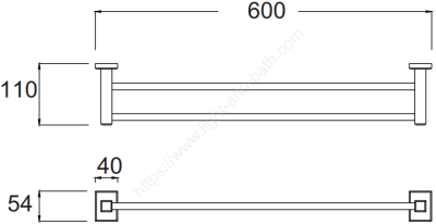 K-2501-52-N ราวแขวนผ้าแบบคู่ 60 ซม. รุ่น CONCEPT SQUARE