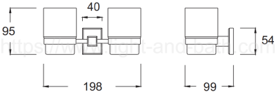 K-2501-45-N ที่วางแก้วน้ำแบบคู่ ชุบโครเมี่ยม รุ่น CONCEPT SQUARE