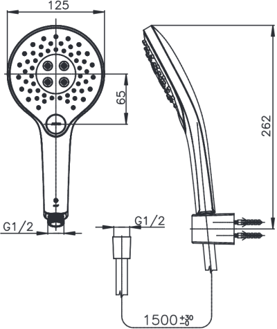 ZH017(HM) ฝักบัวพร้อมสาย 3 ฟังก์ชั่น