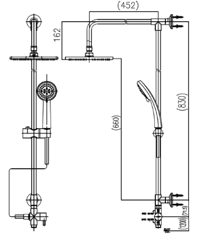 CT623Z94Z86 ชุดฝักบัวยืนอาบ ประกอบด้วยฝักบัวก้านแข็งขนาด 8 นิ้ว และฝักบัวสายอ่อน 2 ฟังก์ชั่น