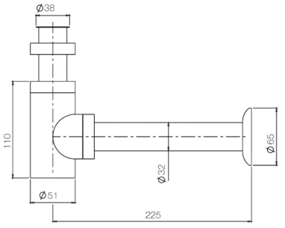 CWT-038 ท่อน้ำทิ้ง สแตนเลส แบบทรงกระบอก ยาว 7 นิ้ว
