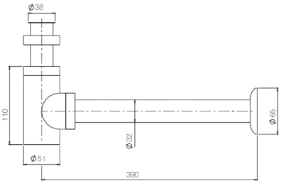 CWT-038L ท่อน้ำทิ้ง สแตนเลส แบบทรงกระบอก ยาว 12 นิ้ว