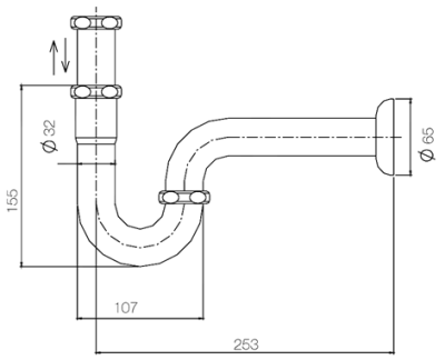 CWT-030 ท่อน้ำทิ้ง สแตนเลส แบบ P-TRAP