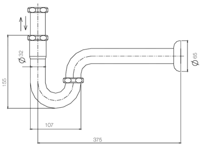 CWT-030L ท่อน้ำทิ้ง สแตนเลส แบบ P-TRAP