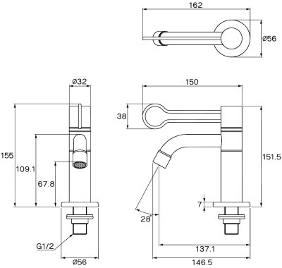 WS-0534M ก๊อกเดี่ยวอ่างล้างหน้า รุ่น NAN