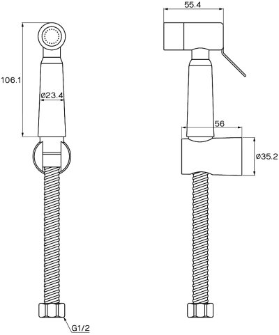WS-0492PB สายฉีดชำระ สีดำ พร้อมสาย