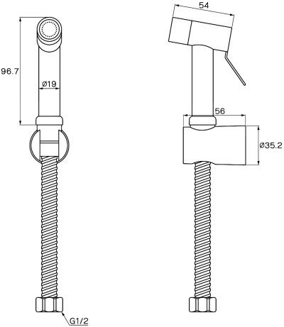 WS-0490PB ฝักบัวฉีดชำระ สีดำ พร้อมสาย