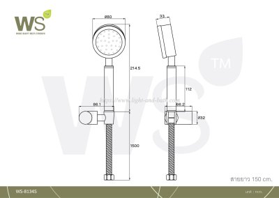 WS-8134S ฝักบัวอาบน้ำ 1 ระบบ สแตนเลส