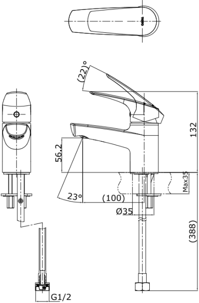 TTLC101FK ก๊อกเดี่ยวอ่างล้างหน้าแบบก้านโยก ไม่มีสะดือป๊อปอัพ (เฉพาะน้ำเย็น) รุ่น CRES