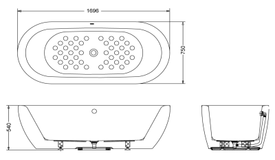 PAY1717CPTE อ่างอาบน้ำอะคริลิคพร้อมสะดือ