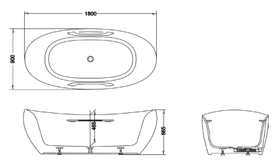 PJY1814HPWE#MW อ่างอาบน้ำหินอ่อนสังเคราะห์ แบบมีมือจับ (Matte White)