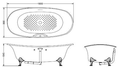 PPY1806HPWNE อ่างอาบน้ำเพิร์ลอะคริลิค แบบมีมือจับ (Silver Stand)