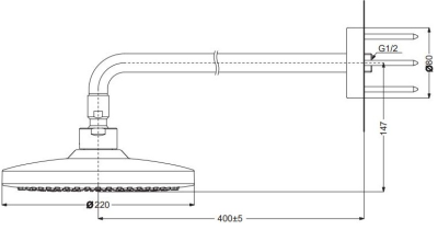TBW01003T ฝักบัวก้านแข็ง (ขนาด : ø หัวฝักบัว 220 มม. )