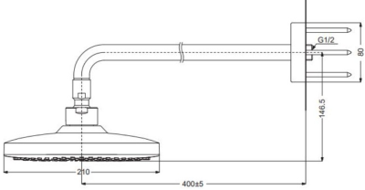 TBW02003T ฝักบัวก้านแข็ง (ขนาด : 210 x 210 มม.)