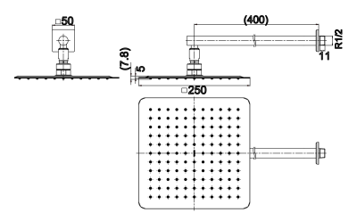 TTSR301CK ฝักบัวก้านแข็ง (ขนาด : 250 x 250 มม.)