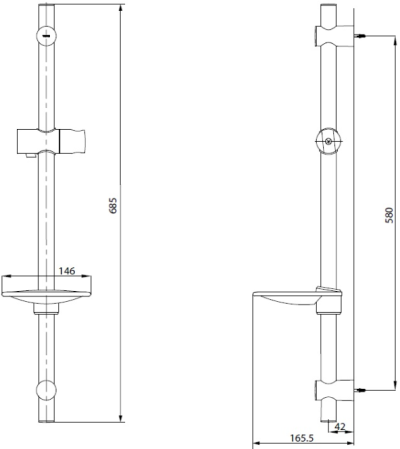 TTSR701K ราวแขวนฝักบัวปรับระดับ (ความยาว: 580 มม.) รุ่น REI-S