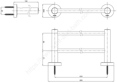 TTAR709K ราวแขวนผ้า 610 mm. รุ่น 03