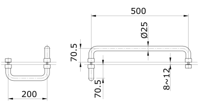 TX10B มือจับตู้อาบน้ำ พร้อมที่แขวนผ้า (ขนาด : 500 x 200 มม.)