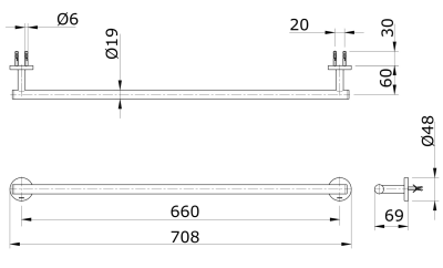 TX701AES#BG ราวแขวนผ้า (ความยาว : 708 มม.) รุ่น EGO II
