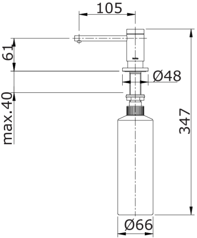TX728AEZ ที่ใส่สบู่เหลวชนิดฝังใต้เคาน์เตอร์
