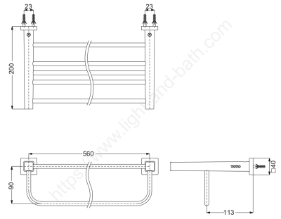 YTS408B ชั้นวางผ้า (ความยาว : 560มม.)