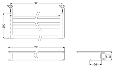 YTS902B#BN ชั้นวางผ้า พร้อมราวแขวนผ้า (ความยาว: 600 มม.)
