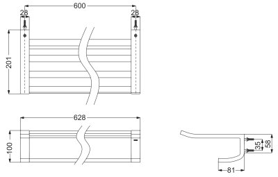 YTS903B#BN ชั้นวางผ้า พร้อมราวแขวนผ้า (ความยาว: 600 มม.)