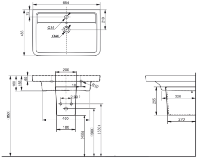 LW136HF ขารองอ่างแบบแขวนผนัง