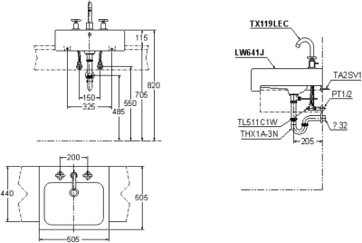 LW641CJ อ่างล้างหน้า แบบฝังครึ่งเคาน์เตอร์