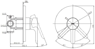 TBS01303T ก๊อกผสมสำหรับยืนอาบน้ำ ชนิดฝังผนัง