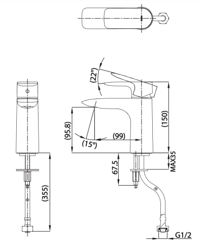 TLG04103T ก๊อกเดี่ยวอ่างล้างหน้าแบบก้านโยก