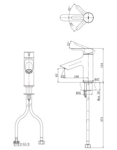 TLS01303T ก๊อกผสมอ่างล้างหน้าแบบก้านโยก ไม่รวมสะดือป๊อปอัพ