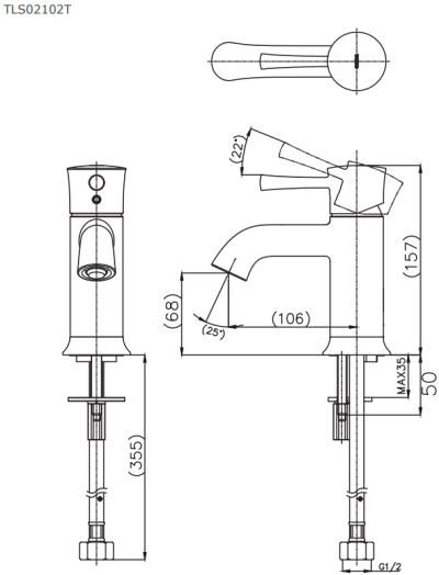 TLS02102T ก๊อกเดี่ยวอ่างล้างหน้าแบบก้านโยก พร้อมสะดือป๊อปอัพ (เฉพาะน้ำเย็น)