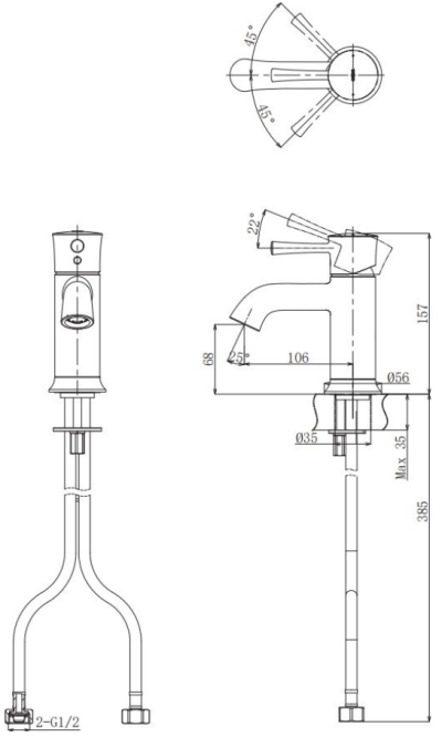TLS02302T ก๊อกผสมอ่างล้างหน้าแบบก้านโยก ไม่รวมสะดือป๊อปอัพ