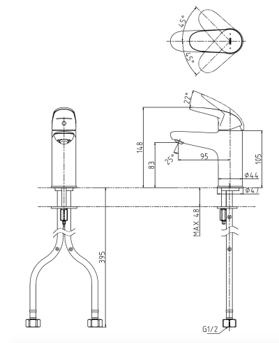 TLS03302T ก๊อกผสมอ่างล้างหน้าแบบก้านโยก ไม่รวมสะดือป๊อปอัพ