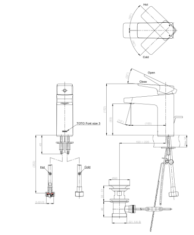 TTLR303FK-1R ก๊อกผสมอ่างล้างหน้าแบบก้านโยก พร้อมสะดือป๊อปอัพ รุ่น RUFICE