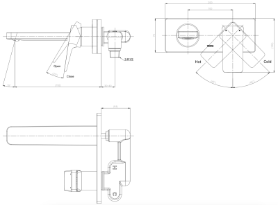 TTLR304K ก๊อกผสมอ่างล้างหน้าแบบก้านโยก ชนิดฝังผนัง รุ่น RUFICE