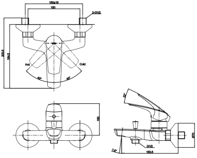 TTMC301K ก๊อกผสมสำหรับลงอ่างอาบน้ำและยืนอาบ ชนิดติดผนัง (ไม่รวมชุดฝักบัวสายอ่อน) รุ่น CRES