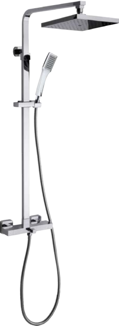 KRS-010-780 ก๊อกผสมยืนอาบติดผนัง พร้อมชุดฝักบัว Rain Shower และฝักบัวสายอ่อน ปรับน้ำ 1 ระดับ