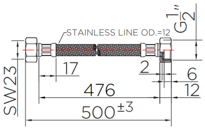 KA-01-911-50 สายน้ำดีสแตนเลส ยาว 50 ซม.