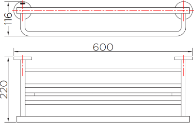 KB-04-932-63 ชั้นวางผ้ายาว 60 ซม.(สแตนเลส 304)