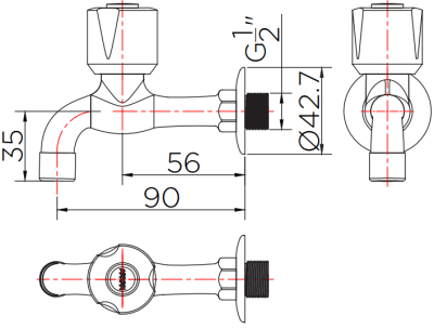 EC-04-401-50 ก๊อกเดี่ยวติดผนัง