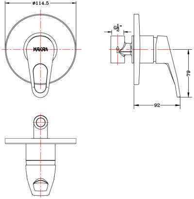 HO72-50I ก๊อกเดี่ยวฝังผนังแบบก้านโยก สำหรับฝักบัวก้านแข็ง